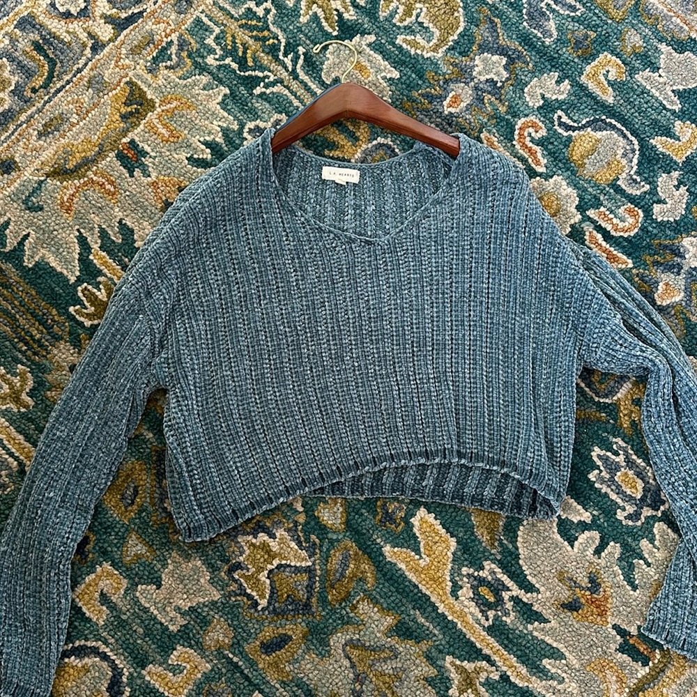 Teal cropped sweater, LA Hearts brand, size medium